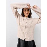 The Very Collection Frog Fastening Crew Neck Cardigan - Beige