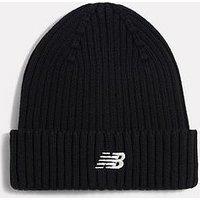 New Balance Boys Ribbed Turn-Up Logo Beanie Hat - Black
