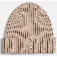 New Balance Unisex Ribbed Turn-Up Beanie Hat - Beige