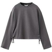 Mango Girls Ruched Side Long Sleeve Tshirt - Dark Grey