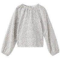 Mango Girls Animal Print Cotton Blouse - Brown