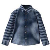 Mango Younger Boys Long Sleeve Checked Shirt - Navy