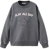 Mango Girls Slay All Day Star Sweatshirt - Grey