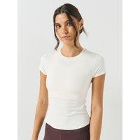 Gym + Coffee Womens Stretch Fitted Crew Neck T-Shirt - White