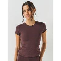 Gym + Coffee Womens Stretch Close Fit T-Shirt - Brown