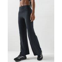 Gym + Coffee Womens Training Day High Rise Wide Leg Full Length Leggings - Black
