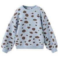 Mango Younger Girls Dalmatian Spot Knitted Jumper - Blue