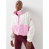 Gym + Coffee Womens Training Snap Polar Fleece - Pink