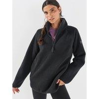 Gym + Coffee Womens Training Horizon Longline Half Zip Top - Black