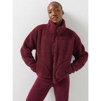Gym + Coffee Womens Training Industry Teddy Fleece High Collar Jacket - Brown