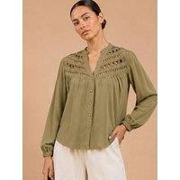 Little Mistress Olive Cutwork Detail Shirt