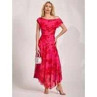 Jolie Moi Asymmetric Draped Mesh Maxi Dress - Blue