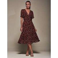 Jolie Moi Chiffon Tie Back Detail Midi Dress - Pink