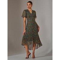 Jolie Moi Charlotte Pleated Chiffon Midaxi Dress - Black