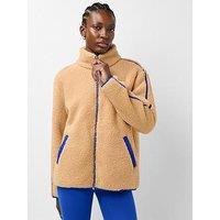 Sweaty Betty Womens Plush Fleece Contrast Full Zip Jacket - Beige