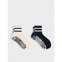 Sweaty Betty Womens Training Animal Print Mini Pilates Crew Gripper 2 Pack - Cream - Blue