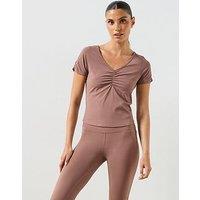 Sweaty Betty Ultimate Studio Ruched V-Neck T-Shirt - Brown