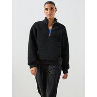 Sweaty Betty Womens Plush Fleece Ribbed Half Zip Training Top - Black