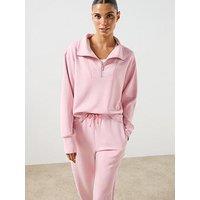 Sweaty Betty Sand Wash Half Zip Crop Sweatshirt - Pink