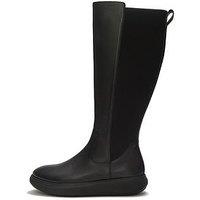 Fitflop Womens Knee High Side Zip Chunky Sole Boots - Black