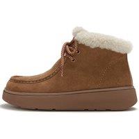 Fitflop Womens Suede Shearling Lace Up Boots - Brown
