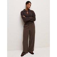New Look Women'S Woven Drawstring Waist Wide Leg Trousers - Brown