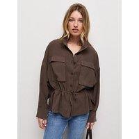 New Look Long Sleeve Funnel Neck Shacket - Brown