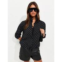 New Look Spot Print High Funnel Neck Shirt - Black