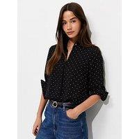 New Look Spot Print Long Sleeve Shirt - Black
