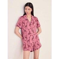Chelsea Peers Modal Tonal Giraffe Print Short Pyjama Set - Pink