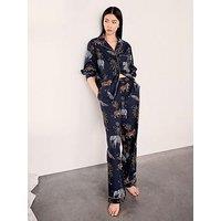 Chelsea Peers Tall Organic Cotton Twilight Safari Print Long Pyjama Set - Navy