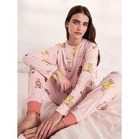 Chelsea Peers Celestial Bear Print Long Pyjama Set - Pink
