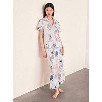 Chelsea Peers Organic Cotton Bohemian Leopard Print Long Pyjama Set - Off White
