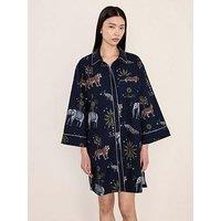 Chelsea Peers Organic Cotton Twilight Safari Print Nightshirt - Navy