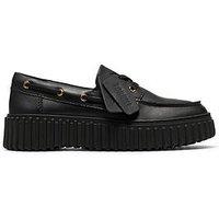 Clarks Black Leather Torhill Boat Shoe