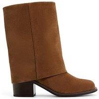 Aldo Nolya Leather Mid-Calf Block Heel Boots - Brown