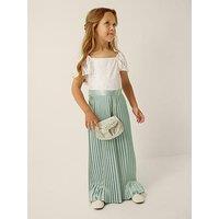 Monsoon Girls Lace Bodice Pleat Leg Jumpsuit - Sage