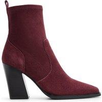 Aldo Ganinio Suede Leather Block Heel Ankle Boots - Red