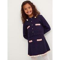 Monsoon Girls Encrusted Cable Knit Co-Ord Skirt - Navy