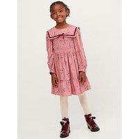 Monsoon Girls Ditsy Collared Long Sleeve Dress - Pink