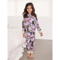 Chelsea Peers Unisex Kids Starry Leopard Print Long Pyjama Set - Light Purple