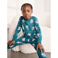 Chelsea Peers Unisex Kids Halloween Ghost Print Long Pyjama Set - Teal