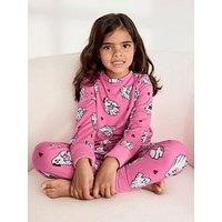 Chelsea Peers Unisex Kids Halloween Ghost Print Long Pyjama Set - Bright Pink