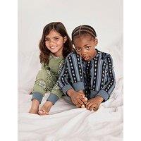 Chelsea Peers Unisex Kids 2 Pack Star Stripe/Leopard Print Long Pyjama Set