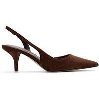 Aldo Stessylowsling Patent Pointed Toe Slingback Kitten Heels - Brown