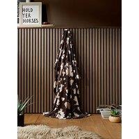 Fusion Cow Print Fleece Throw In Chocolate