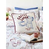 Fusion Coffee Club Filled Cushion In Blue