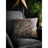 Fusion Leopard Faux Fur Filled Cushion In Natural