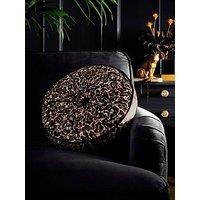 Laurence Llewelyn-Bowen Roxy Round Pleat Round Cushion In Leopard