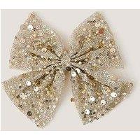 Monsoon Girls' Sequin Shine Bow Clip - Gold